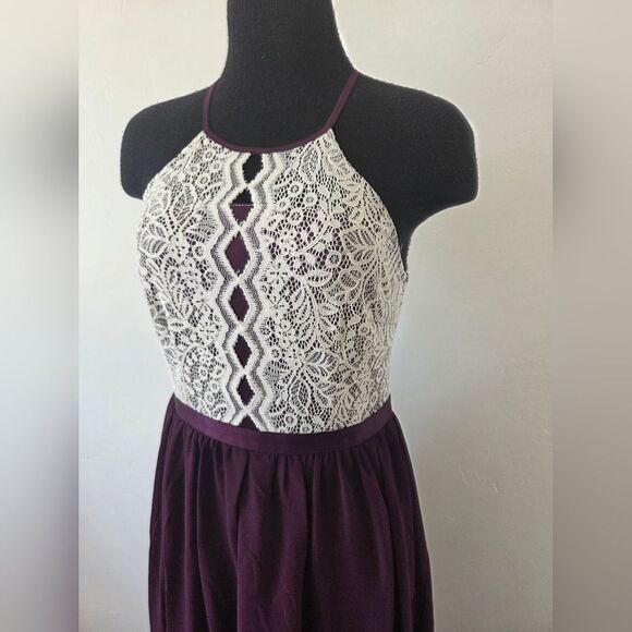NEW Dressystar Purple Ballgown Halter Neck Lace Sleeveless Formal Evening Small - Picture 4 of 13